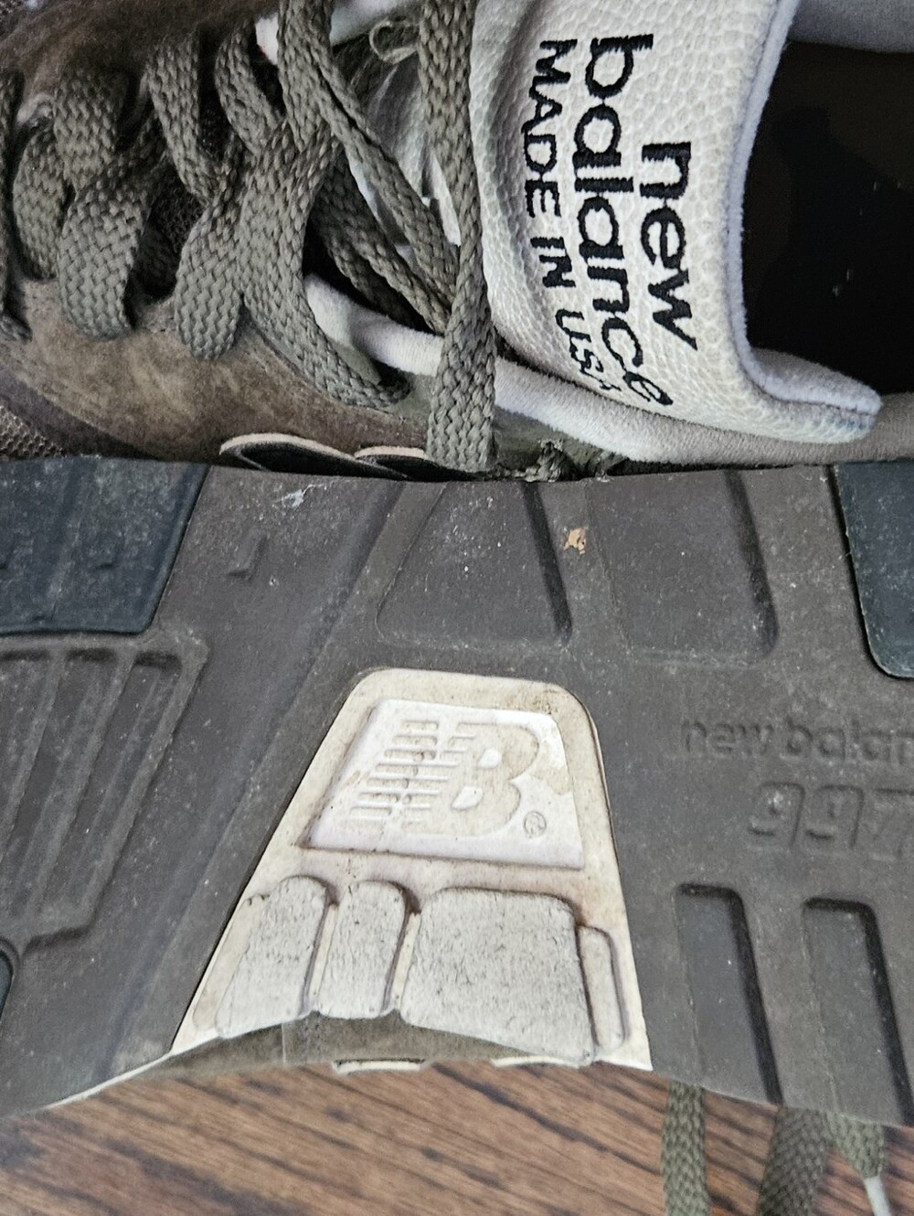 New Balance Olive Green Suede Athletic Sneakers - Picture 3 of 9